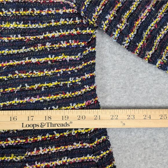 CAbi Headline Topper Jacket Size 16 Multicolor Striped Tweed Bouclé Knee Length - Picture 12 of 14